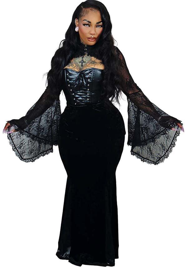 Countess Corskirt | CORSET SKIRT - Beserk - all, all clothing, all ladies, black, clothing, discountapp, flare, flare skirt, formal, formal wear, fp, GG14979, googleshopping, goth, gothic, lace, lace up, ladies, ladies clothing, ladies skirt, long skirt, maxi skirt, may23, mermaid, plus, plus size, R160523, renaissance, rose, roses, skirt, skirts, velvet, witchy, womens skirt