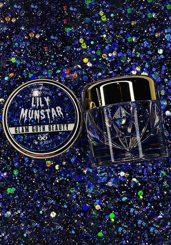 Lily Munstar | DIAMONDS - Beserk - all, blue, clickfrenzy15-2023, cosmetic glitter, cosmetics, diamond glitter, discountapp, eyeshadow loose, fp, GBBD162, glam goth beauty, glitter, glitter cosmetics, goth, gothic, gothic cosmetics, halloween cosmetics, jan22, labelvegan, lily munster, R060122, rainbow, the munsters, vegan