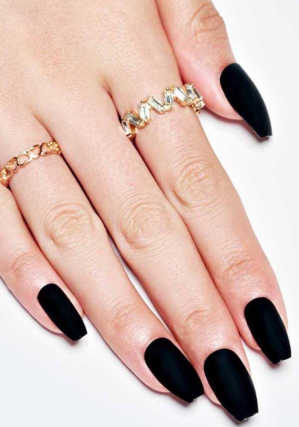 Black Matte [Ballerina] | PRESS ON NAILS - Beserk - accessories, all, ballerina, black, clickfrenzy15-2023, cosmetics, discountapp, fake nails, false, false nails, fp, GL15082022, googleshopping, goth, gothic accessories, halloween, halloween nail, halloween nails, ladies accessories, matte, nail, nail accessories, nail art, nail artist, nails, press on, R180922, sep22, Sept, witch, witchy