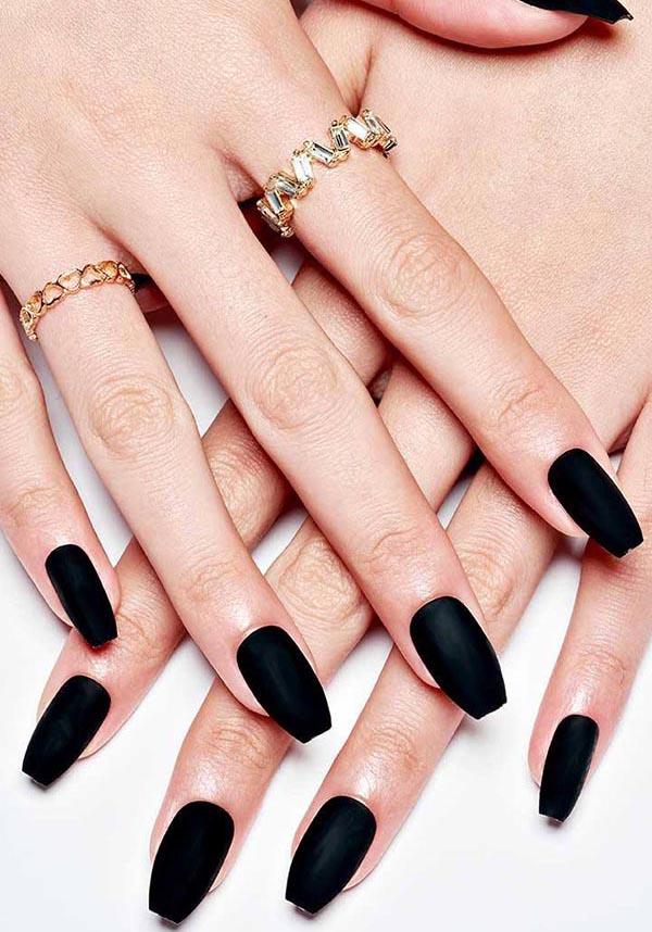 Black Matte [Ballerina] | PRESS ON NAILS - Beserk - accessories, all, ballerina, black, clickfrenzy15-2023, cosmetics, discountapp, fake nails, false, false nails, fp, GL15082022, googleshopping, goth, gothic accessories, halloween, halloween nail, halloween nails, ladies accessories, matte, nail, nail accessories, nail art, nail artist, nails, press on, R180922, sep22, Sept, witch, witchy