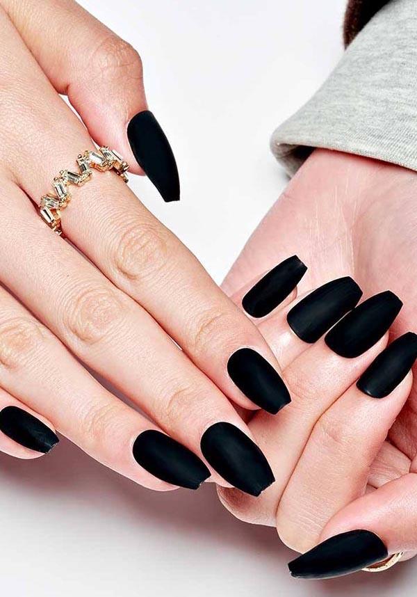 Black Matte [Ballerina] | PRESS ON NAILS - Beserk - accessories, all, ballerina, black, clickfrenzy15-2023, cosmetics, discountapp, fake nails, false, false nails, fp, GL15082022, googleshopping, goth, gothic accessories, halloween, halloween nail, halloween nails, ladies accessories, matte, nail, nail accessories, nail art, nail artist, nails, press on, R180922, sep22, Sept, witch, witchy