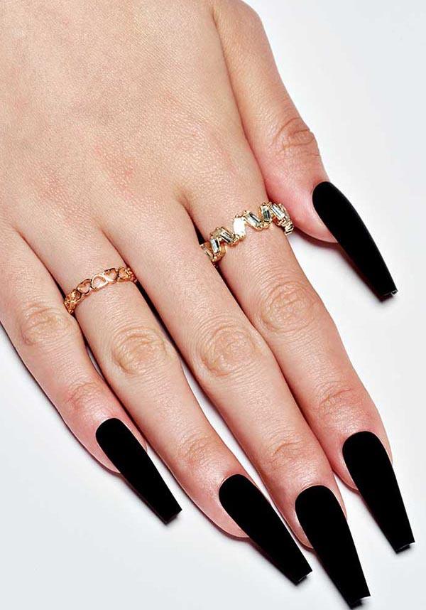 Black Matte [Long Coffin] | PRESS ON NAILS - Beserk - all, black, clickfrenzy15-2023, coffin, coffin shape, cosmetics, discountapp, fake nails, false nails, fp, GL240522, goth, gothic, gothic accessories, halloween nail, halloween nails, jun22, nail, nail accessories, nail art, nail artist, nails, press on, R230622, witch, witchy