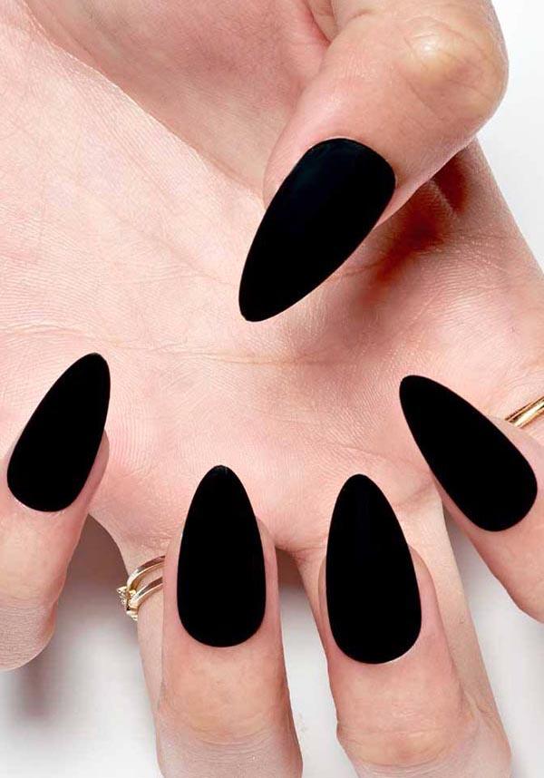 Goth Black | PRESS ON NAILS - Beserk - accessories, all, almond shape, black, clickfrenzy15-2023, cosmetics, discountapp, fake nails, false nails, fp, GL15082022, googleshopping, goth, gothic accessories, halloween nail, halloween nails, ladies accessories, matte, nail, nail accessories, nail art, nail artist, nails, press on, R180922, sep22, Sept, witch, witchy