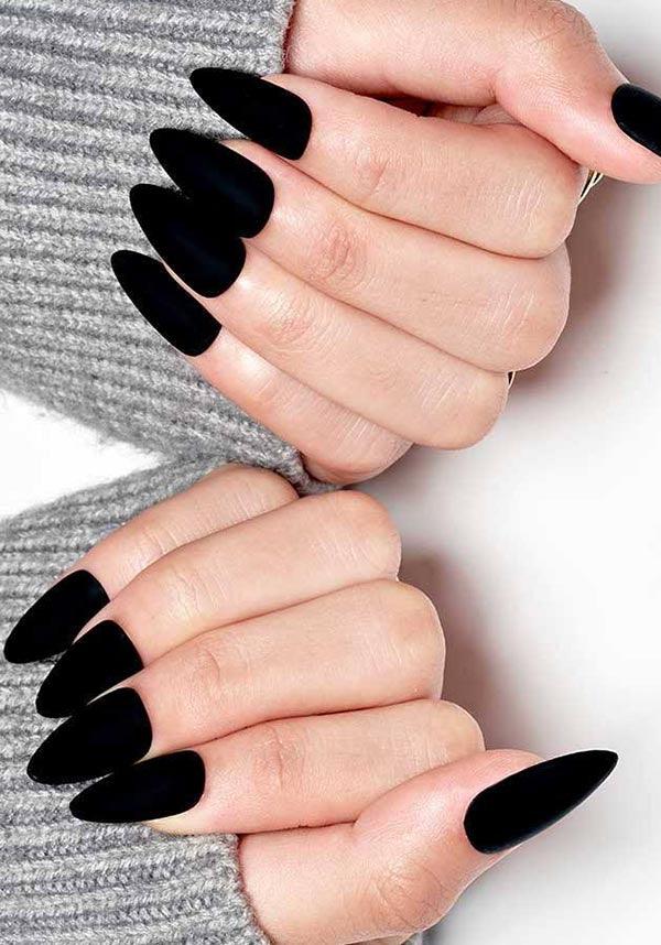 Goth Black | PRESS ON NAILS - Beserk - accessories, all, almond shape, black, clickfrenzy15-2023, cosmetics, discountapp, fake nails, false nails, fp, GL15082022, googleshopping, goth, gothic accessories, halloween nail, halloween nails, ladies accessories, matte, nail, nail accessories, nail art, nail artist, nails, press on, R180922, sep22, Sept, witch, witchy