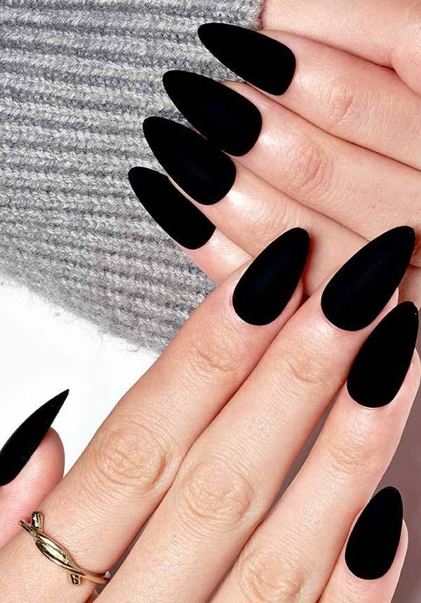 Goth Black | PRESS ON NAILS - Beserk - accessories, all, almond shape, black, clickfrenzy15-2023, cosmetics, discountapp, fake nails, false nails, fp, GL15082022, googleshopping, goth, gothic accessories, halloween nail, halloween nails, ladies accessories, matte, nail, nail accessories, nail art, nail artist, nails, press on, R180922, sep22, Sept, witch, witchy