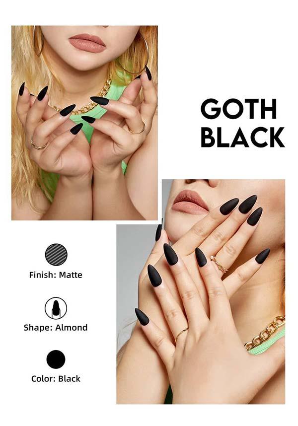 Goth Black | PRESS ON NAILS - Beserk - accessories, all, almond shape, black, clickfrenzy15-2023, cosmetics, discountapp, fake nails, false nails, fp, GL15082022, googleshopping, goth, gothic accessories, halloween nail, halloween nails, ladies accessories, matte, nail, nail accessories, nail art, nail artist, nails, press on, R180922, sep22, Sept, witch, witchy