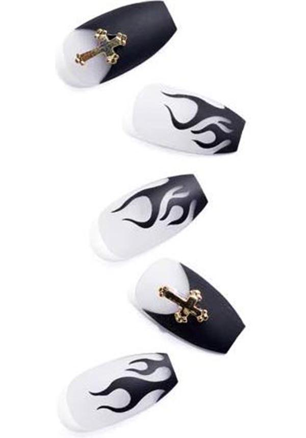 Mercurial | PRESS ON NAILS - Beserk - accessories, all, ballerina, black, clickfrenzy15-2023, cosmetics, cross, discountapp, fake nails, false nails, flame, flames, fp, GL15082022, googleshopping, goth, gothic accessories, gothic cosmetics, ladies accessories, matte, nail, nail art, nail artist, nails, press on, R180922, sep22, Sept, witch, witchy