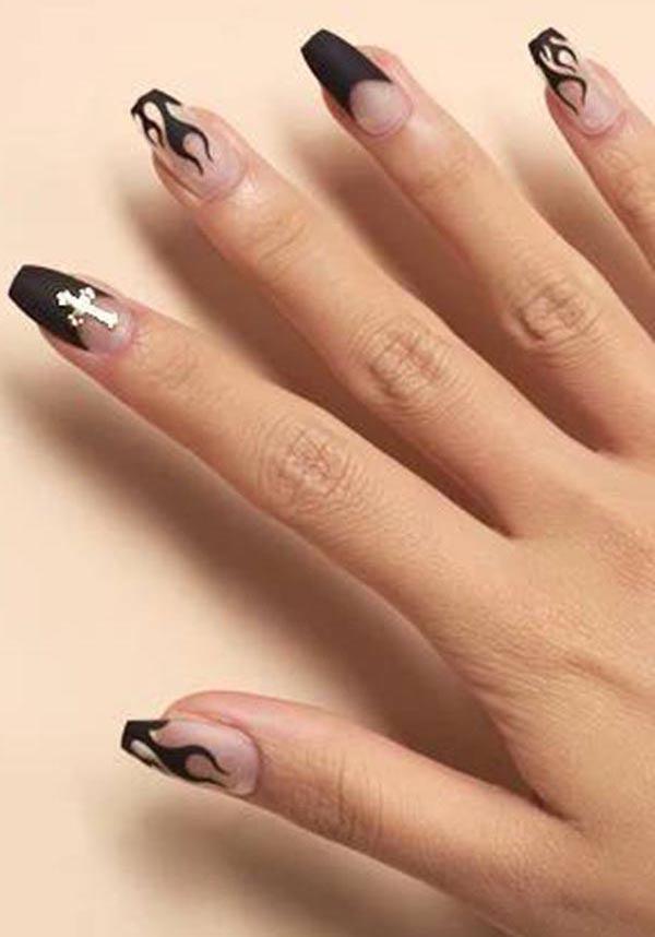 Mercurial | PRESS ON NAILS - Beserk - accessories, all, ballerina, black, clickfrenzy15-2023, cosmetics, cross, discountapp, fake nails, false nails, flame, flames, fp, GL15082022, googleshopping, goth, gothic accessories, gothic cosmetics, ladies accessories, matte, nail, nail art, nail artist, nails, press on, R180922, sep22, Sept, witch, witchy