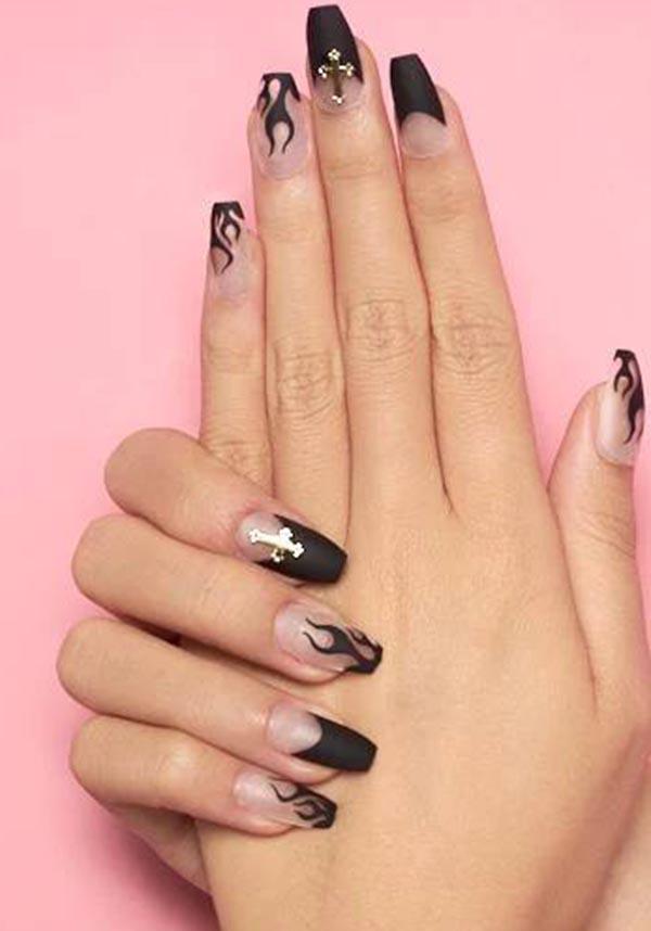 Mercurial | PRESS ON NAILS - Beserk - accessories, all, ballerina, black, clickfrenzy15-2023, cosmetics, cross, discountapp, fake nails, false nails, flame, flames, fp, GL15082022, googleshopping, goth, gothic accessories, gothic cosmetics, ladies accessories, matte, nail, nail art, nail artist, nails, press on, R180922, sep22, Sept, witch, witchy