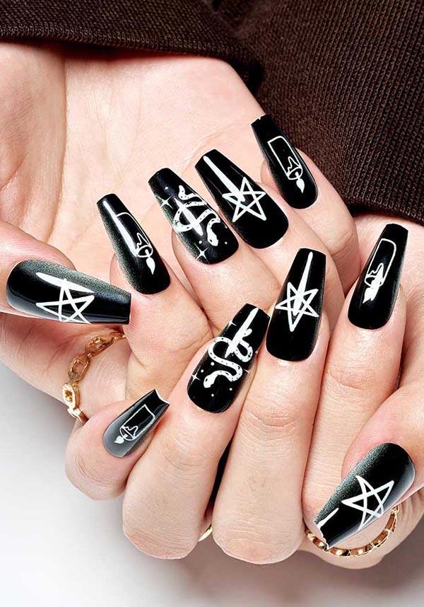 Prophet | PRESS ON NAILS - Beserk - all, black, clickfrenzy15-2023, cosmetics, discountapp, fake nails, false nails, fp, GL240522, goth, gothic, gothic accessories, halloween nail, halloween nails, jun22, nail, nail accessories, nail art, nail artist, nails, pentagram, press on, R230622, snake, witch, witchy