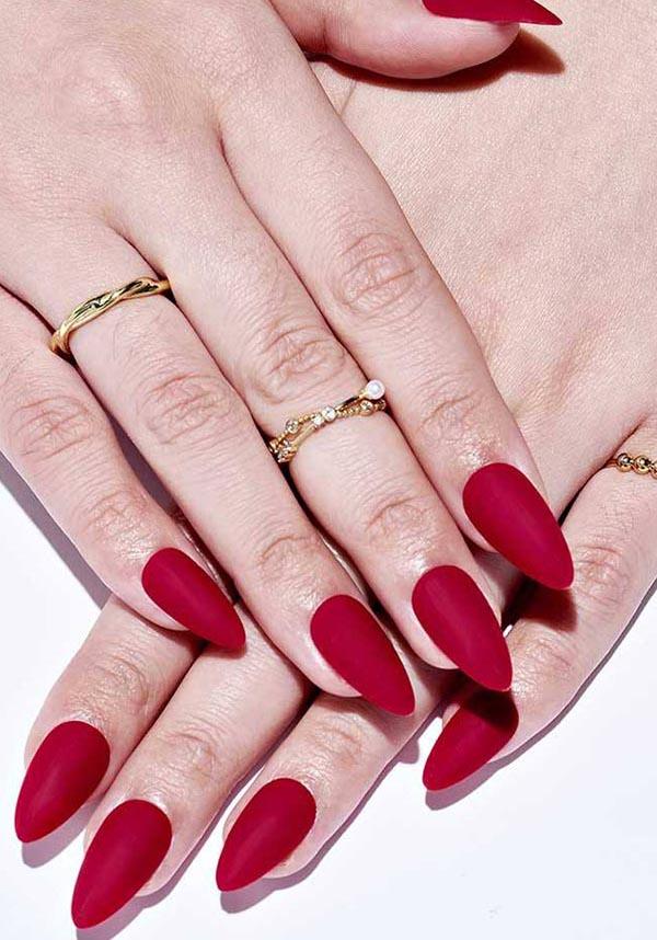Red Matte [Almond] | PRESS ON NAILS - Beserk - all, almond shape, clickfrenzy15-2023, cosmetics, discountapp, fake nails, false nails, fp, GL15082022, googleshopping, goth, gothic, gothic accessories, halloween nail, halloween nails, matte, nail, nails, press on, R180922, red, sep22, Sept, witch, witchy