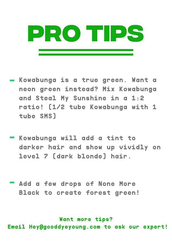 Kowabunga | HAIR COLOUR - Beserk - 420sale, all, bright green, clickfrenzy15-2023, colour:green, cosmetics, cpgstinc, discountapp, dye, dyes, fp, GD023801, GDY-GWP, good dye young, gooddyeyoung, green, hair, hair color, hair colour, hair colours, hair dye, hair dyes, hair green, hair products, labelvegan, mermaid, neon green, R010921, sep21, vegan