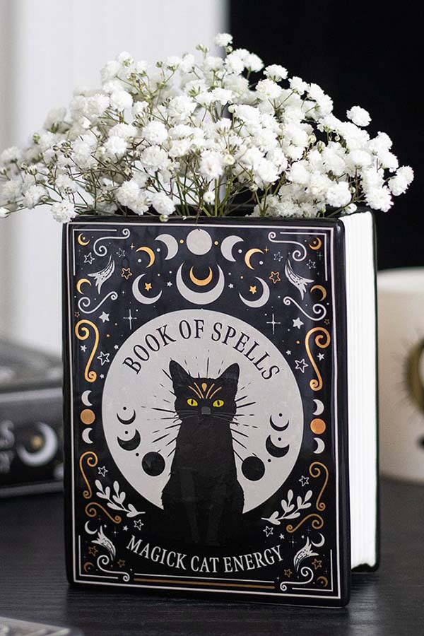 Black Cat Magick Book Shaped Flower | VASE
