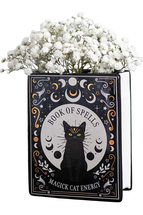 Black Cat Magick Book Shaped Flower | VASE