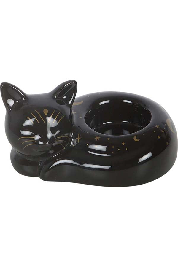 Black Cat Magick Curled Cat | TEALIGHT HOLDER