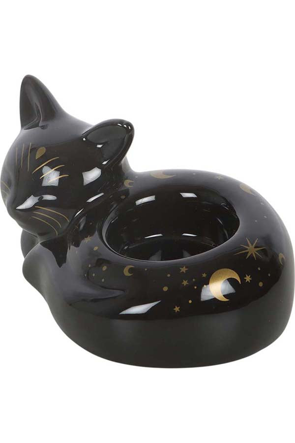 Black Cat Magick Curled Cat | TEALIGHT HOLDER