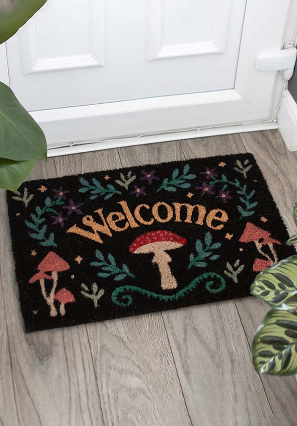 Black Mushroom Welcome | DOORMAT