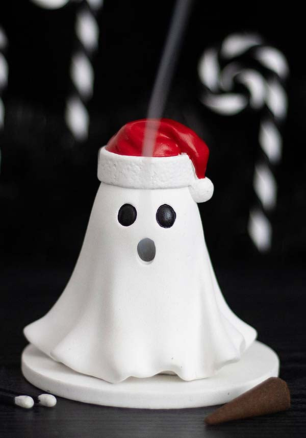 Gothic Gifts | Ghost With Santa Hat Incense Cone | BESERK
