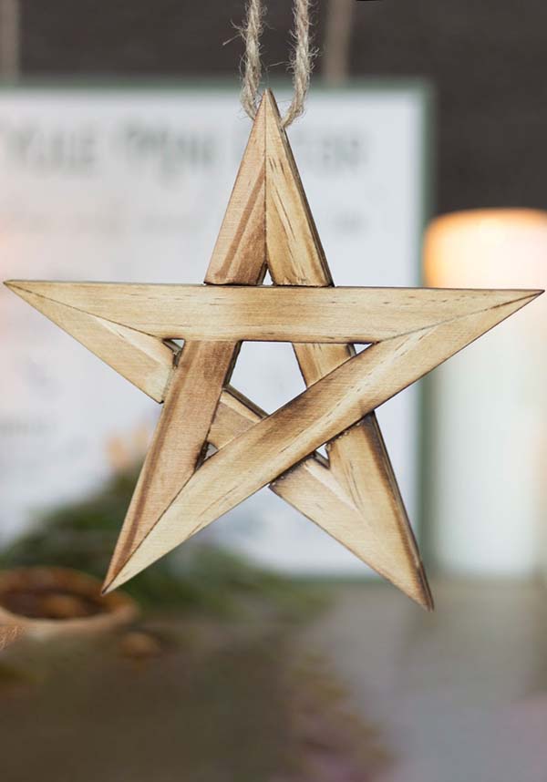 Hanging Wooden Pentagram | DECORATION