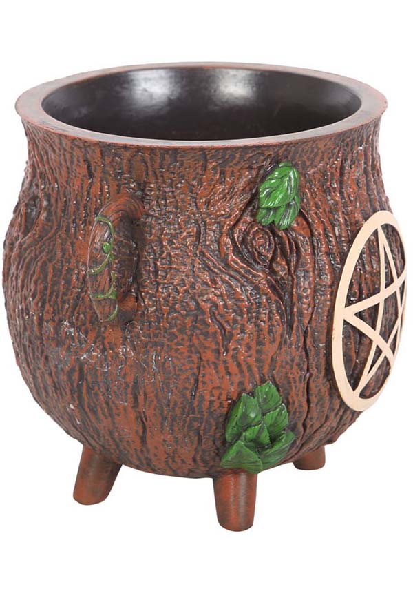Pentagram Bark Effect Cauldron | PLANT POT