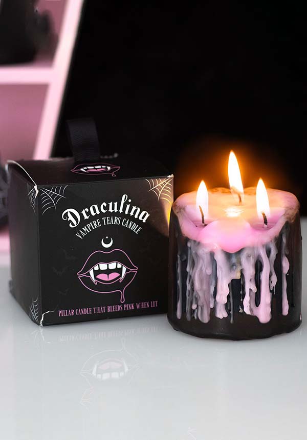 Pink Vampire Tears [Small] | PILLAR CANDLE