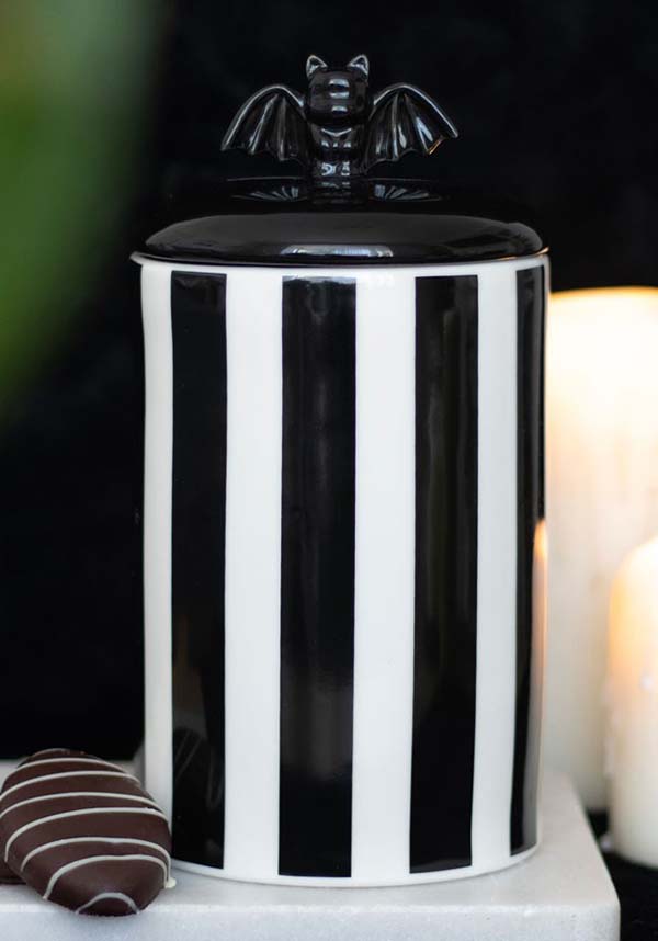 GOTHIC GIFTS Striped Bat | STORAGE JAR - Front