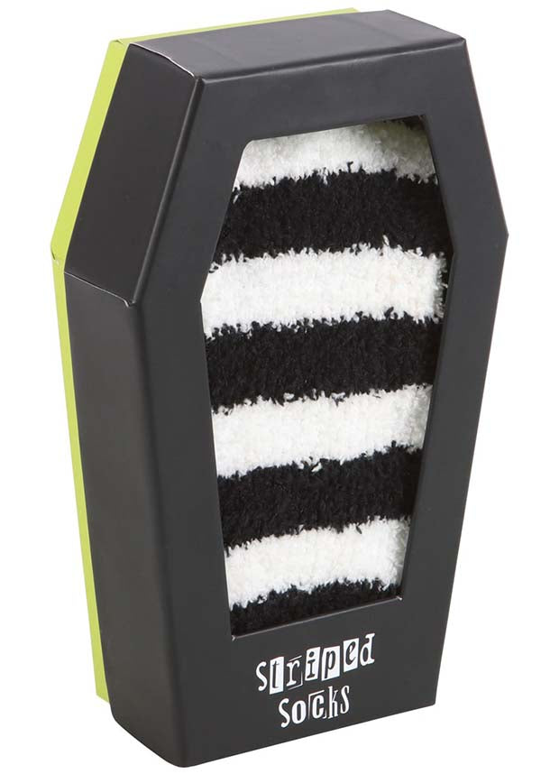 Striped [White/Black] | SOCKS [COFFIN GIFT BOX]