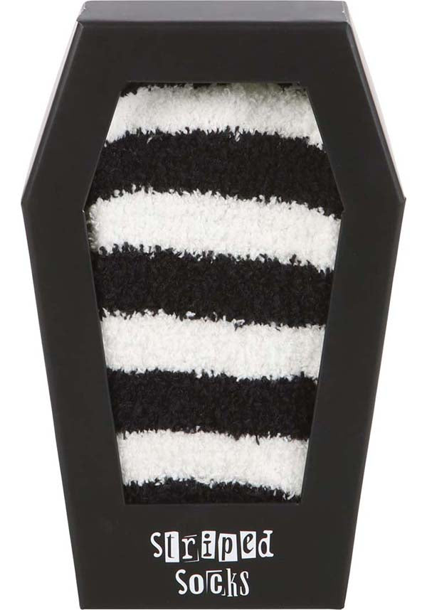 Striped [White/Black] | SOCKS [COFFIN GIFT BOX]