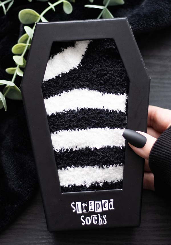 Striped [White/Black] | SOCKS [COFFIN GIFT BOX]
