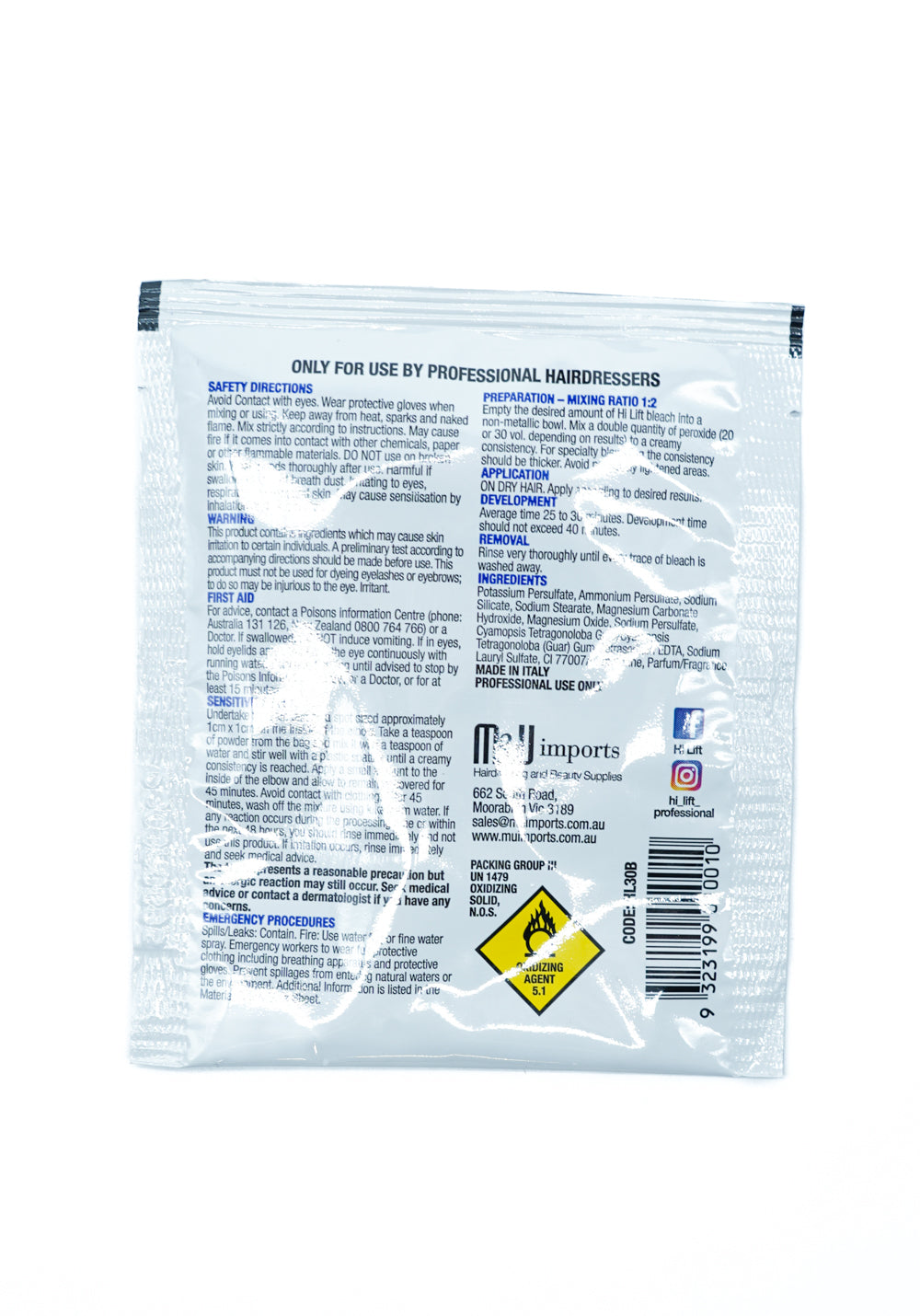 Hi Lift Blue | BLEACH SACHET [30g]