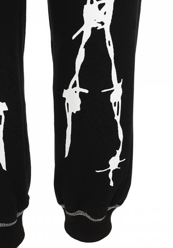 Barbed Wire | JOGGERS - Beserk - all, all clothing, all ladies, all ladies clothing, black, clickfrenzy15-2023, clothing, dec21, discountapp, edgy, fp, goth, gothic, HB14000001646, hell bunny, joggers, ladies, ladies clothing, ladies pants, ladies pants + shorts, ladies pants and shorts, long pants, pants, plus, plus size, popsoda, R301221, sweat pants, sweatpants, techwear, track pants, trackies, winter, winter clothing, womens pants