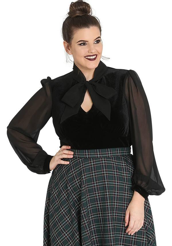 Gabriella | TOP - Beserk - all, all clothing, all ladies, all ladies clothing, black, blouse, bow, christmas clothing, clickfrenzy15-2023, clothing, discountapp, edgy, fp, gothic, hell bunny, jan20, ladies, ladies clothing, lolita, long sleeve top, office, office clothing, plus size, top, tops, tshirts and tops, winter, winter clothing