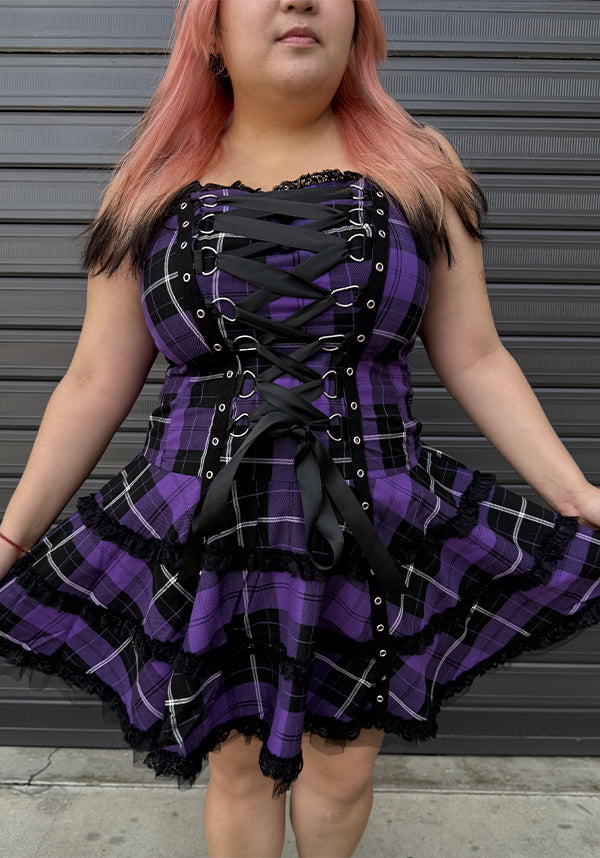 hell bunny purple tartan dress Hellbunny - Harley C Tartan Purple - Dress - Purple - M