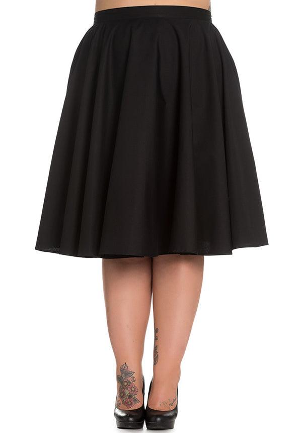 Paula [Black] | 50&#39;s SKIRT - Beserk - all, all clothing, all ladies, all ladies clothing, black, christmas clothing, circle skirt, clickfrenzy15-2023, clothing, dec18, discountapp, flare skirt, fp, hell bunny, knee length skirts, ladies, ladies clothing, ladies skirt, midi, midi skirt, office, office clothing, pinup, plus size, rockabilly, skirt, swing, womens skirt