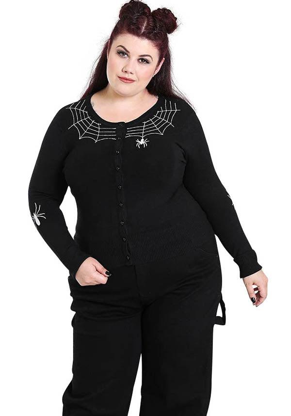 Spider [Black] | CARDIGAN - Beserk - all, all clothing, all ladies, all ladies clothing, black, cardigan, clickfrenzy15-2023, clothing, discountapp, edgy, fp, goth, gothic, halloween, hell bunny, jul21, knit, knitted, ladies, ladies clothing, ladies outerwear, outerwear, pin up, pinup, plus, plus size, popsoda, R010721, rockabilly, spider, spider web, spiderweb, spooky, winter, winter clothing, winter wear
