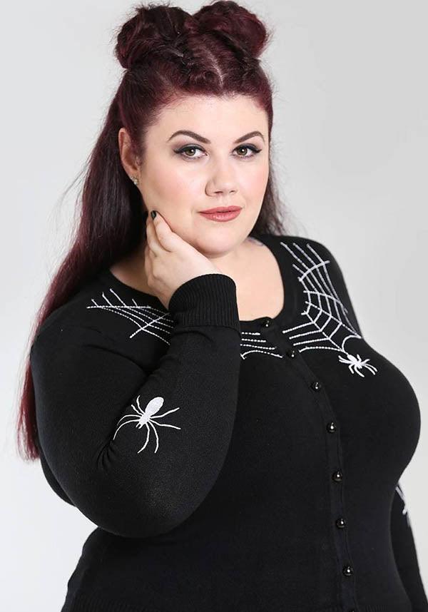 Spider [Black] | CARDIGAN - Beserk - all, all clothing, all ladies, all ladies clothing, black, cardigan, clickfrenzy15-2023, clothing, discountapp, edgy, fp, goth, gothic, halloween, hell bunny, jul21, knit, knitted, ladies, ladies clothing, ladies outerwear, outerwear, pin up, pinup, plus, plus size, popsoda, R010721, rockabilly, spider, spider web, spiderweb, spooky, winter, winter clothing, winter wear