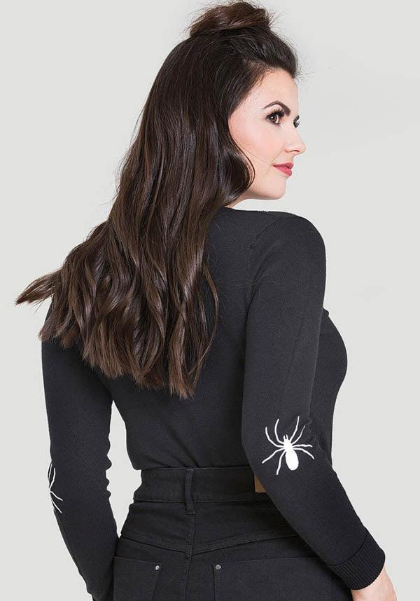Spider [Black] | CARDIGAN - Beserk - all, all clothing, all ladies, all ladies clothing, black, cardigan, clickfrenzy15-2023, clothing, discountapp, edgy, fp, goth, gothic, halloween, hell bunny, jul21, knit, knitted, ladies, ladies clothing, ladies outerwear, outerwear, pin up, pinup, plus, plus size, popsoda, R010721, rockabilly, spider, spider web, spiderweb, spooky, winter, winter clothing, winter wear