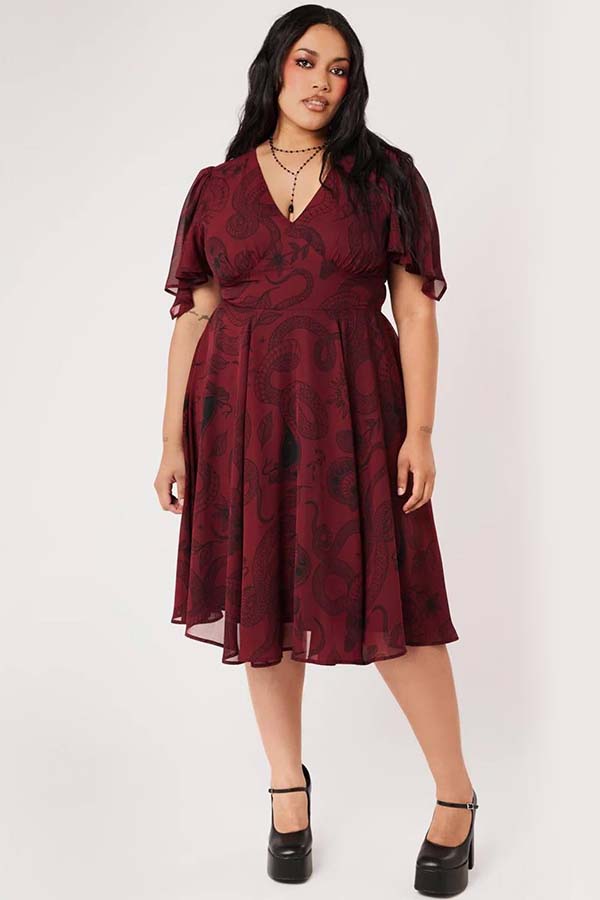 Venom [Burgundy] | MIDI DRESS