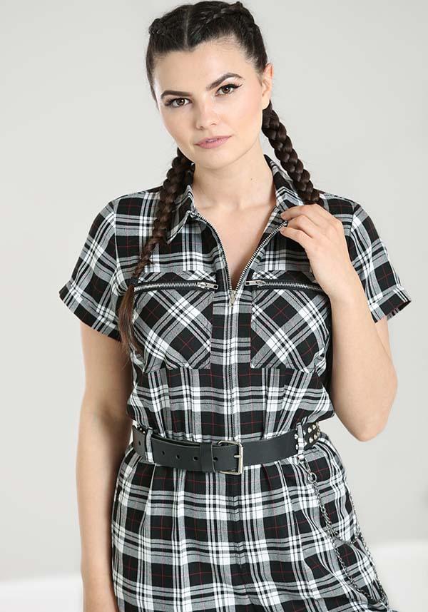 Vernon | BOILERSUIT - Beserk - all, all clothing, all ladies, all ladies clothing, black and white, boilersuit, clothing, discountapp, fp, googleshopping, grunge, halloween clothing, HB14000005196, hell bunny, jump suit, jumpsuit, jun23, labelnew, ladies, ladies clothing, ladies pants, ladies pants + shorts, ladies pants and shorts, long pants, pants, plus, plus size, popsoda, punk, R080623, tartan, white, winter, winter clothing, winter wear, women, womens, womens pants, zip, zip up