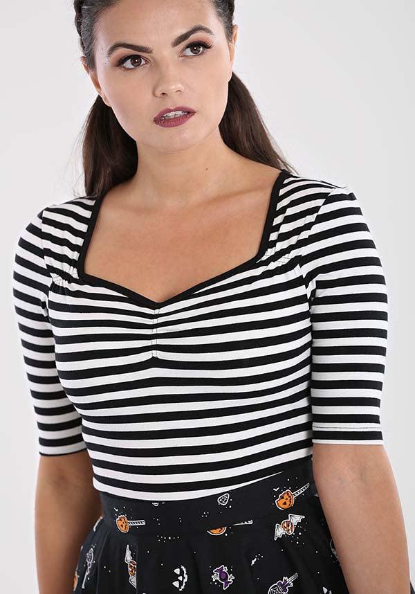 Warlock [Black/White] | TOP - Beserk - all, all clothing, all ladies, all ladies clothing, aug20, black, black and white, clickfrenzy15-2023, clothing, costume, discountapp, edgy, fp, goth shirt, goth tshirt, halloween shirt, hell bunny, ladies, ladies clothing, ladies shirt, ladies tee, ladies top, ladies tshirt, long sleeve shirt, plus size, shirt, stripe, striped, stripes, stripey, tees and shirts, tshirt, tshirts and tops, women, womens shirt, womens tee, womens top, womens tshirt