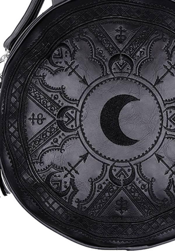 Henna [Black] | ROUND BAG - Beserk - accessories, all, bag, black, clickfrenzy15-2023, crescent moon, discountapp, fp, goth, gothic, gothic accessories, gothic bag, hand bag, handbag, handbags and purses, labelvegan, ladies accessories, luna, moon, vegan, witch, witchy