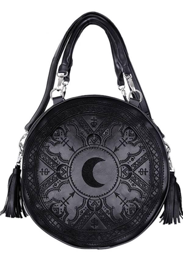Henna [Black] | ROUND BAG - Beserk - accessories, all, bag, black, clickfrenzy15-2023, crescent moon, discountapp, fp, goth, gothic, gothic accessories, gothic bag, hand bag, handbag, handbags and purses, labelvegan, ladies accessories, luna, moon, vegan, witch, witchy