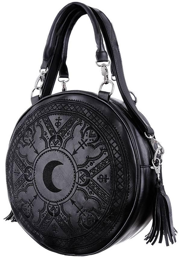 Henna [Black] | ROUND BAG - Beserk - accessories, all, bag, black, clickfrenzy15-2023, crescent moon, discountapp, fp, goth, gothic, gothic accessories, gothic bag, hand bag, handbag, handbags and purses, labelvegan, ladies accessories, luna, moon, vegan, witch, witchy