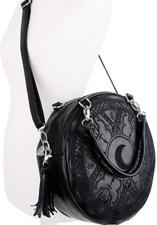 Henna [Black] | ROUND BAG - Beserk - accessories, all, bag, black, clickfrenzy15-2023, crescent moon, discountapp, fp, goth, gothic, gothic accessories, gothic bag, hand bag, handbag, handbags and purses, labelvegan, ladies accessories, luna, moon, vegan, witch, witchy