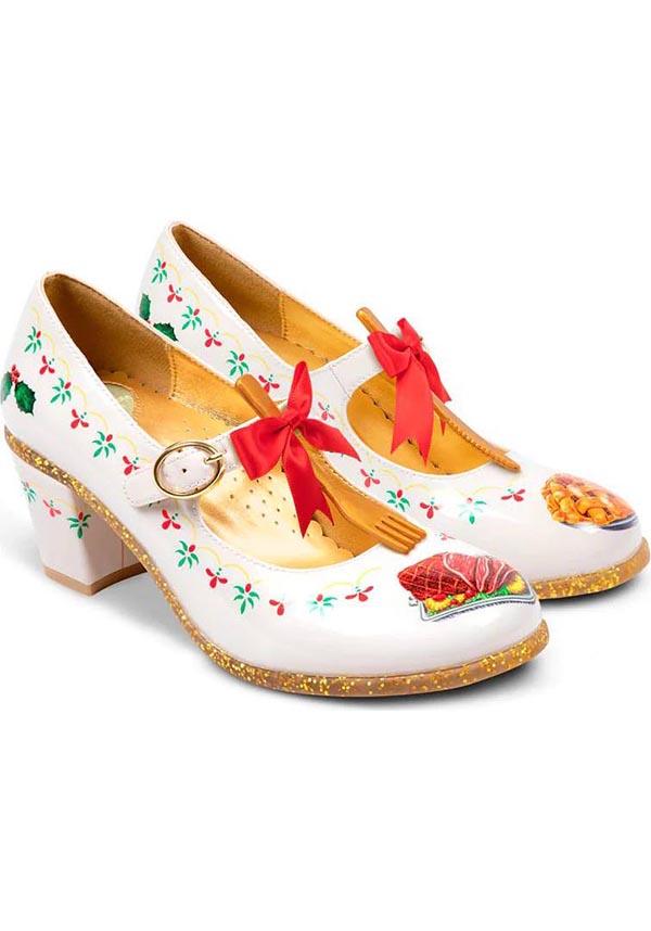 Christmas Feast | MID HEELS* - Beserk - all, christmas, christmas clothing, clickfrenzy15-2023, cpgstinc, discountapp, glossy, googleshopping, HC66546, heel, heels, heels [in stock], hot chocolate, in stock, instock, labelinstock, labelvegan, mysterypack2023, nov22, patent, poppincandy, poppingcandy, R171122, ribbon, sale, shoe, shoes, vegan, white