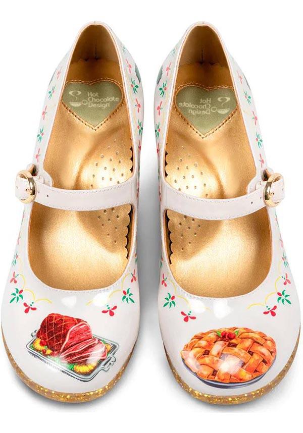Christmas Feast | MID HEELS* - Beserk - all, christmas, christmas clothing, clickfrenzy15-2023, cpgstinc, discountapp, glossy, googleshopping, HC66546, heel, heels, heels [in stock], hot chocolate, in stock, instock, labelinstock, labelvegan, mysterypack2023, nov22, patent, poppincandy, poppingcandy, R171122, ribbon, sale, shoe, shoes, vegan, white