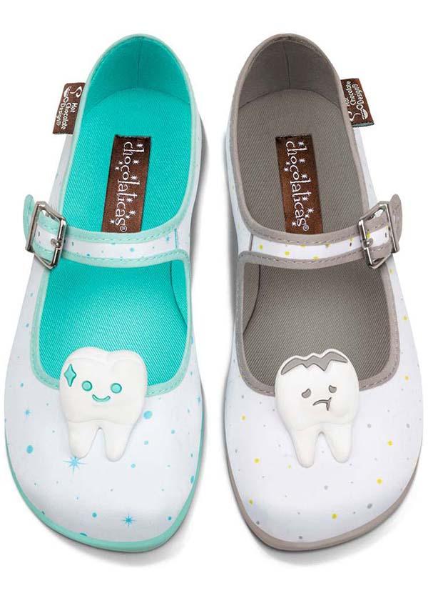 Dentist | FLATS - Beserk - all, all ladies, blue, cpgstinc, discountapp, fake teeth, flats [in stock], fp, googleshopping, gray, grey, HC6955, hot chocolate, in stock, instock, jun23, labelinstock, labelnew, labelvegan, ladies, ladies shoes, mary jane, mary janes, poppingcandy, R040623, shoe, shoes, teeth, vegan, white
