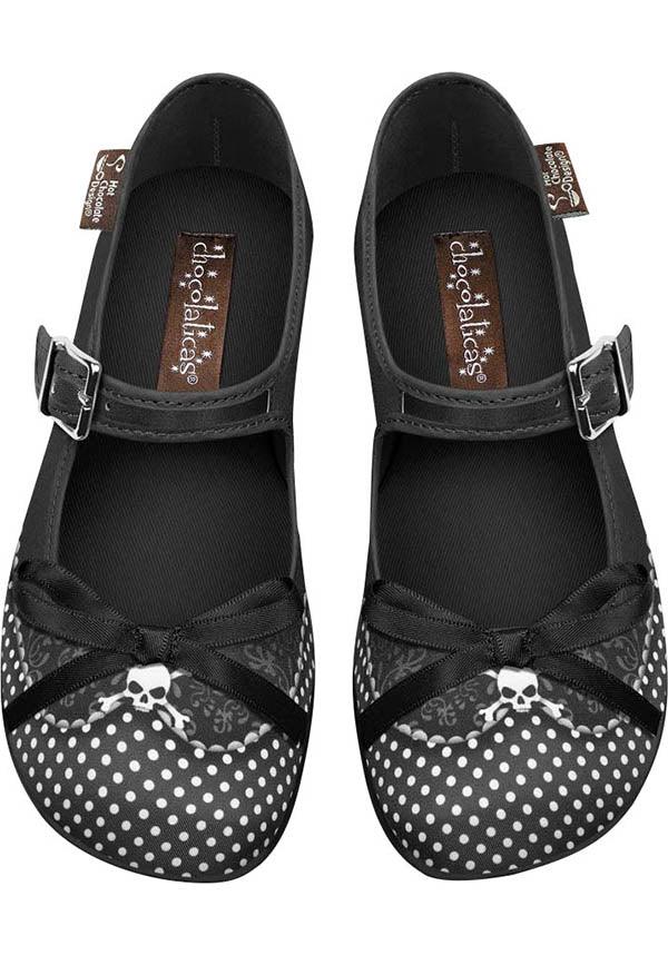 Dolores | FLATS - Beserk - all, all ladies, black, bow, clickfrenzy15-2023, cpgstinc, discountapp, flats, flats [in stock], fp, goth, gothic, HC40541, hot chocolate, instock, labelinstock, labelvegan, ladies, nov21, polka dot, poppingcandy, R141121, shoes, skull, vegan