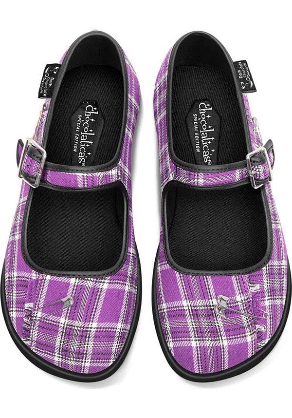 Margaret [Purple] | FLATS - Beserk - all, black, clickfrenzy15-2023, cpgstinc, discountapp, flats, flats [in stock], fp, googleshopping, HC64523, hot chocolate, in stock, instock, labelinstock, labelvegan, mary jane, mary janes, nov22, poppincandy, poppingcandy, punk, purple, R231122, shoe, shoes, tartan, vegan