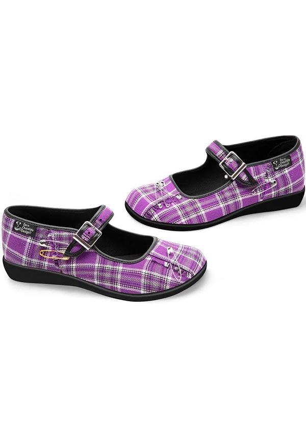 Margaret [Purple] | FLATS - Beserk - all, black, clickfrenzy15-2023, cpgstinc, discountapp, flats, flats [in stock], fp, googleshopping, HC64523, hot chocolate, in stock, instock, labelinstock, labelvegan, mary jane, mary janes, nov22, poppincandy, poppingcandy, punk, purple, R231122, shoe, shoes, tartan, vegan